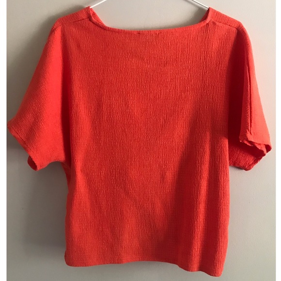 Zara- Orange Flowy Blouse With Front Knot Detail - Picture 2 of 6